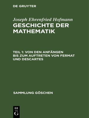 cover image of Von den Anfängen bis zum Auftreten von Fermat und Descartes